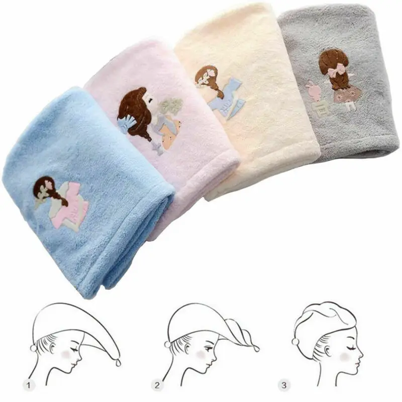 Волшебная сухих волос душ Кепки коралловый флис Полотенца супер абсорбент