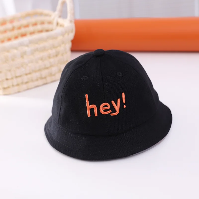 

2021 New Summer Hey Letters Embroidery Cute Baby Sun Hat Boy Girl Hat Kids Bucket Hat Toddler Baby Panama Hat Beach Caps Beanie