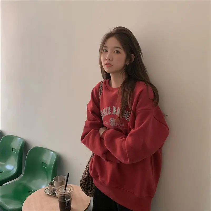 Женские свитшоты в японском стиле Harajuku Ulzzang винтажный Свободный свитшот с