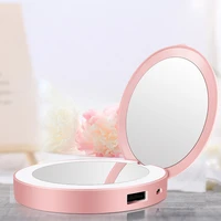 portable folding led rechargeable makeup mirror with light and triple magnifying glass portable charging treasure makeup mirror