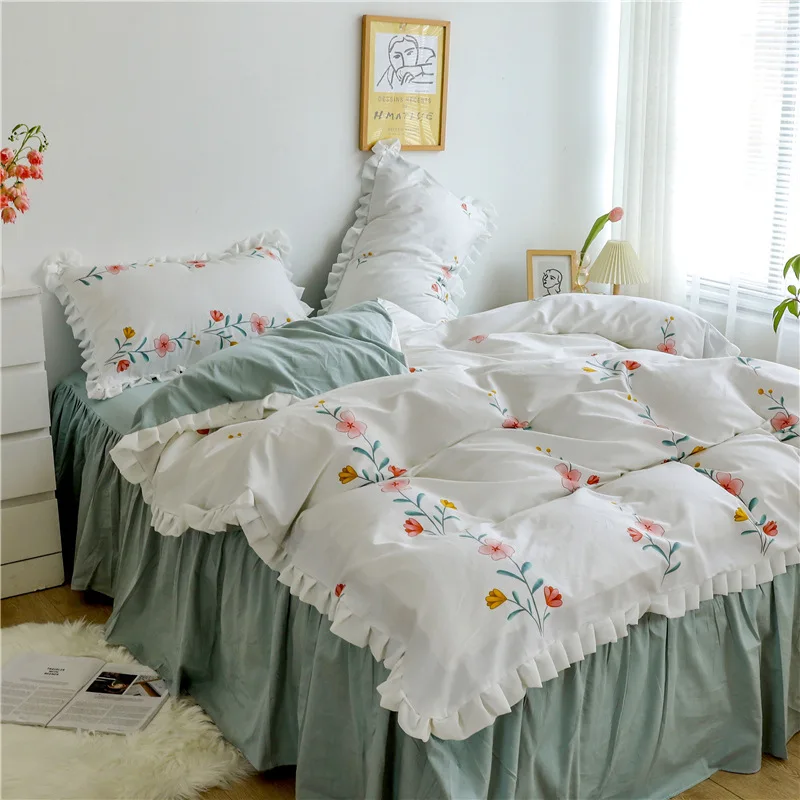 

Комплект постельного белья из 100% хлопка с цветочным принтом для девочек