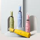 Автоматический Однотонный женский зонтик от дождя 8K, вращающийся на 360  зонт с ручкой-крючком, складной зонт от ветра и солнца