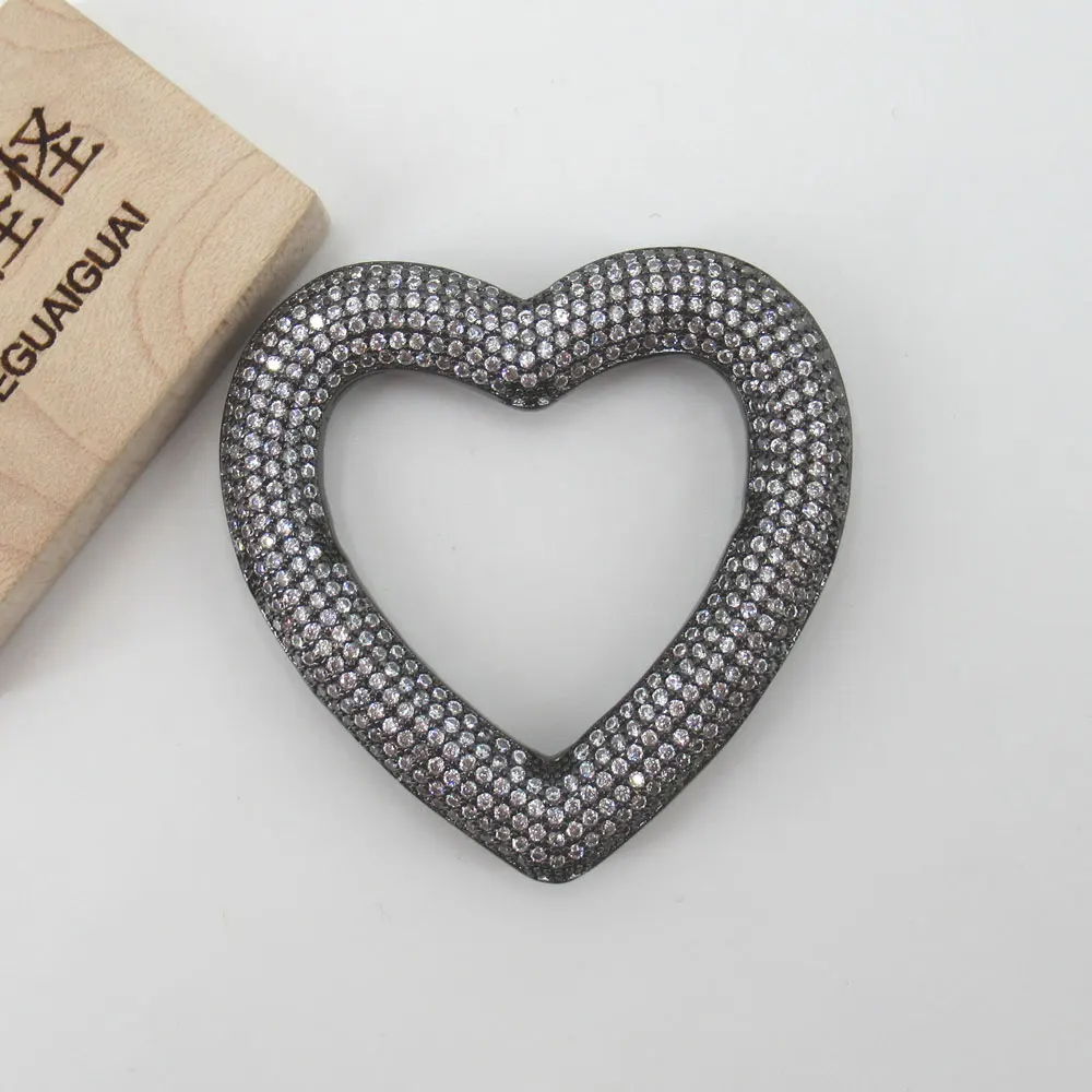 

APDGG 40x45mm 18k gold plated Cubic Zirconia micro pave Heart connector necklace bracelet pendant Jewelry DIY Jewelry Findings