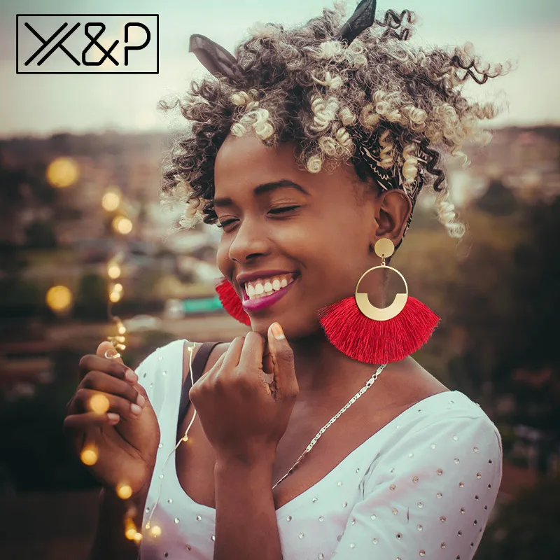 

X&P Fashion Bohemian Big Tassel Earrings for Women 2019 Trendy Statement Large Fringe Drop Dangle Earring Za Pendientes Jewelry