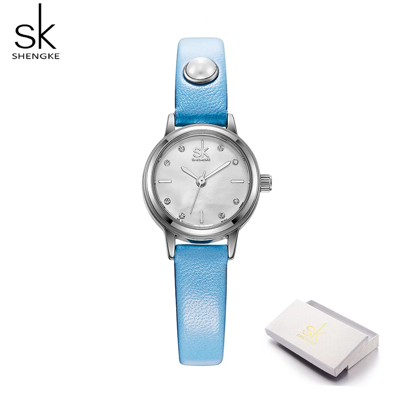 Shengke Relojes Mujer платье женские часы брендовые Модные кварцевые часы женские наручные часы Часы Бизнес Montre Femme - Цвет: blue with box