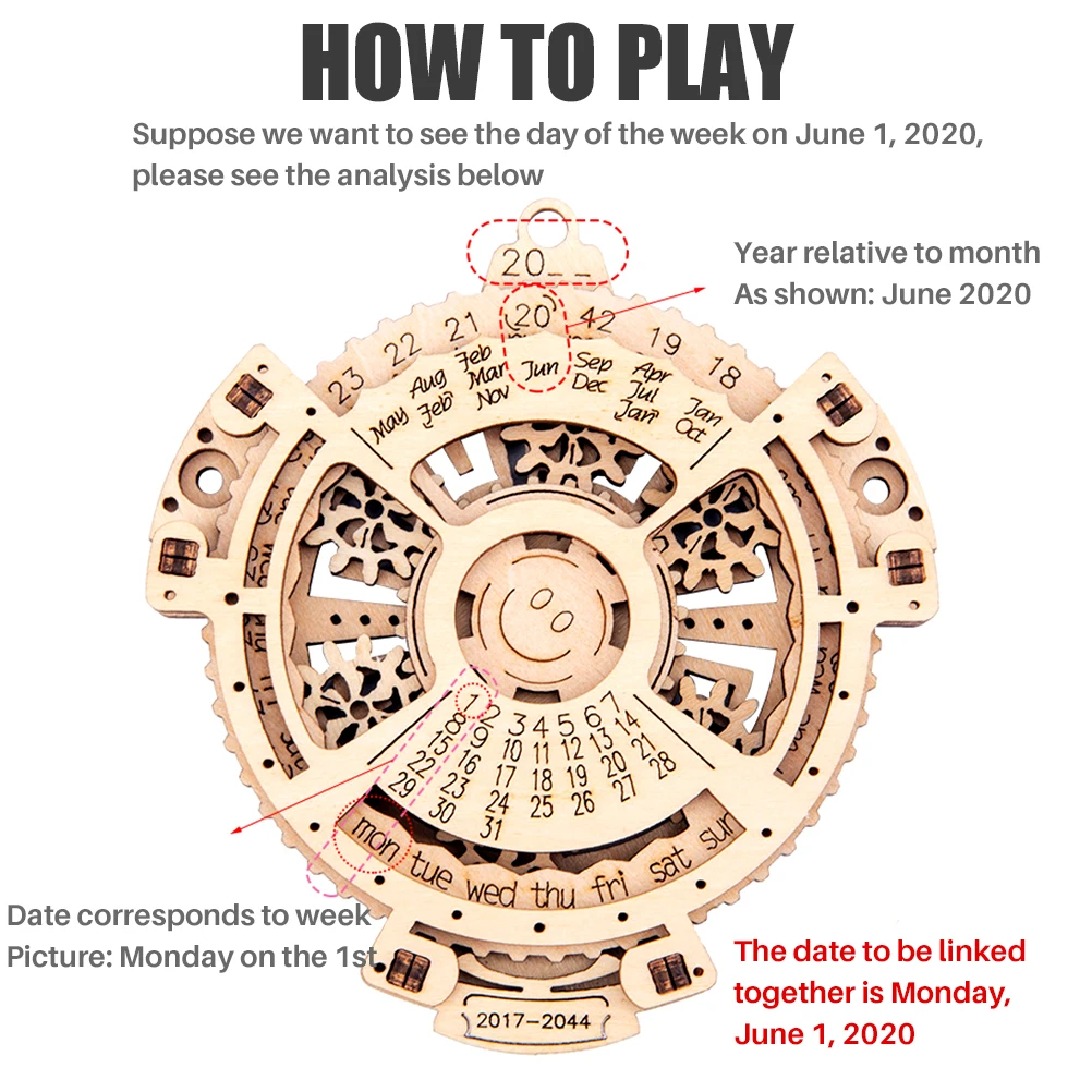 3D пазлы мини уникальный вечный календарь деревянная механическая передача