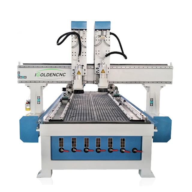 double Дешевые мульти головки 3D древесины CNC маршрутизатор гравировочный станок с ЧПУ для древесины резьба станки с компьютерным управлением - Цвет: double