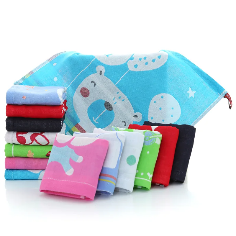 Хлопковое квадратное полотенце трехслойное маленькое для детского сада