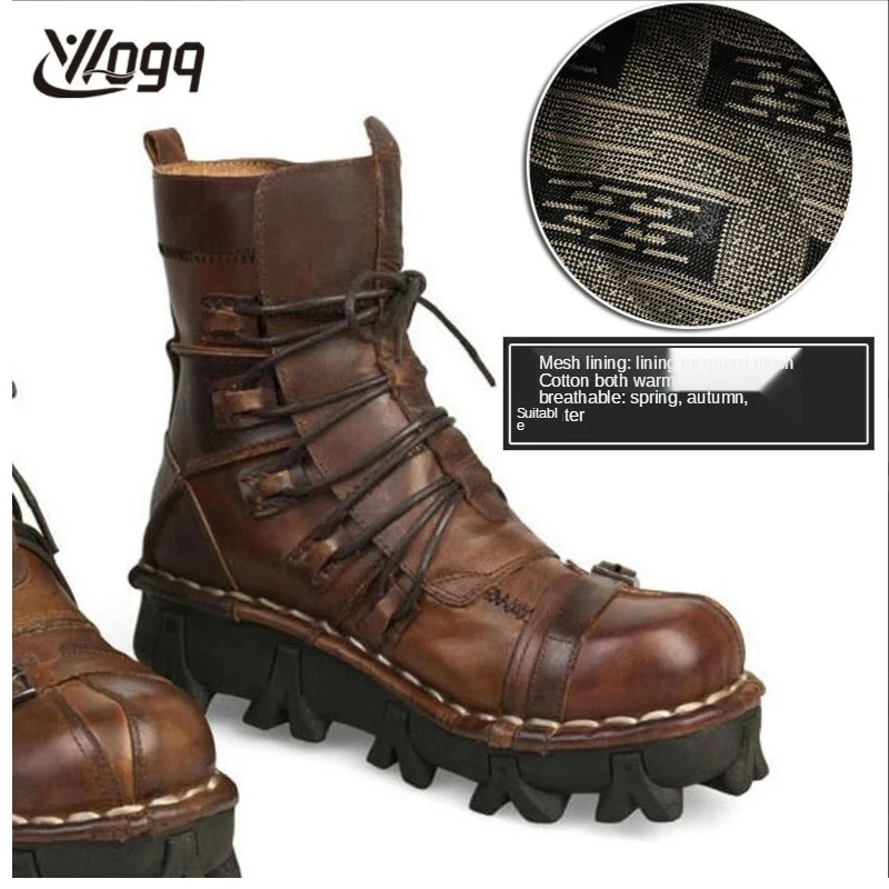 Мотоциклетные ботинки из натуральной кожи Военные армейские Готические