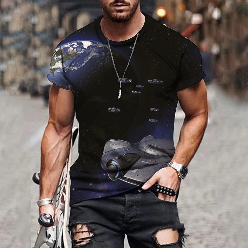 

UFO Summer 3D T-Shirt Printed Short Sleeved Top Men Round Neck T -Shirt Women Men 3d Harajuku 2021 New T Shirt