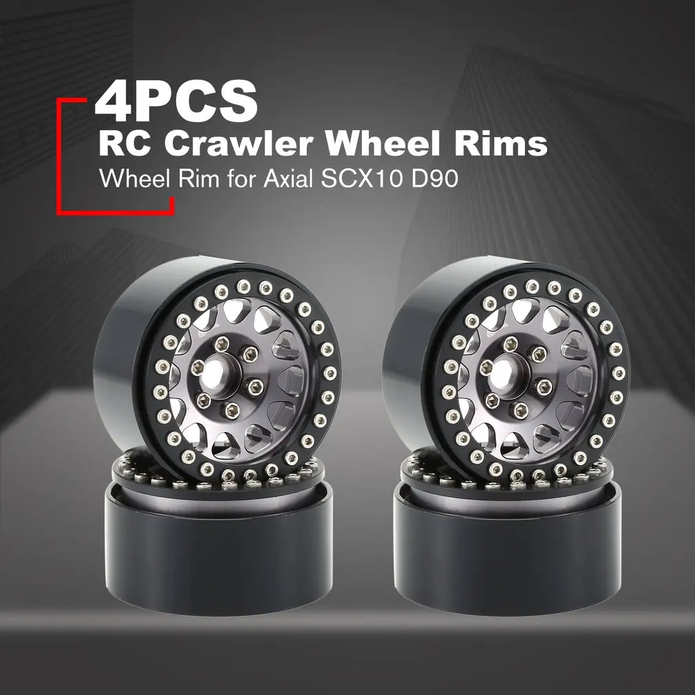 Llanta de rueda con abalorios de Metal 1,9 para coche teledirigido, accesorio de neum&aacute;tico para Crawler Traxxas Hsp Redcat Tamiya Axial Scx10 D90 Hpi, 1:10, 4 Uds.-0