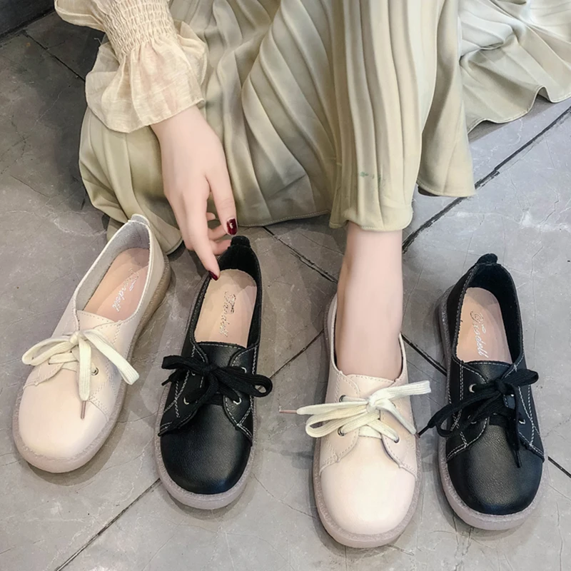 2019 весенние женские балетки на плоской подошве Туфли оксфорды обувь из мягкой