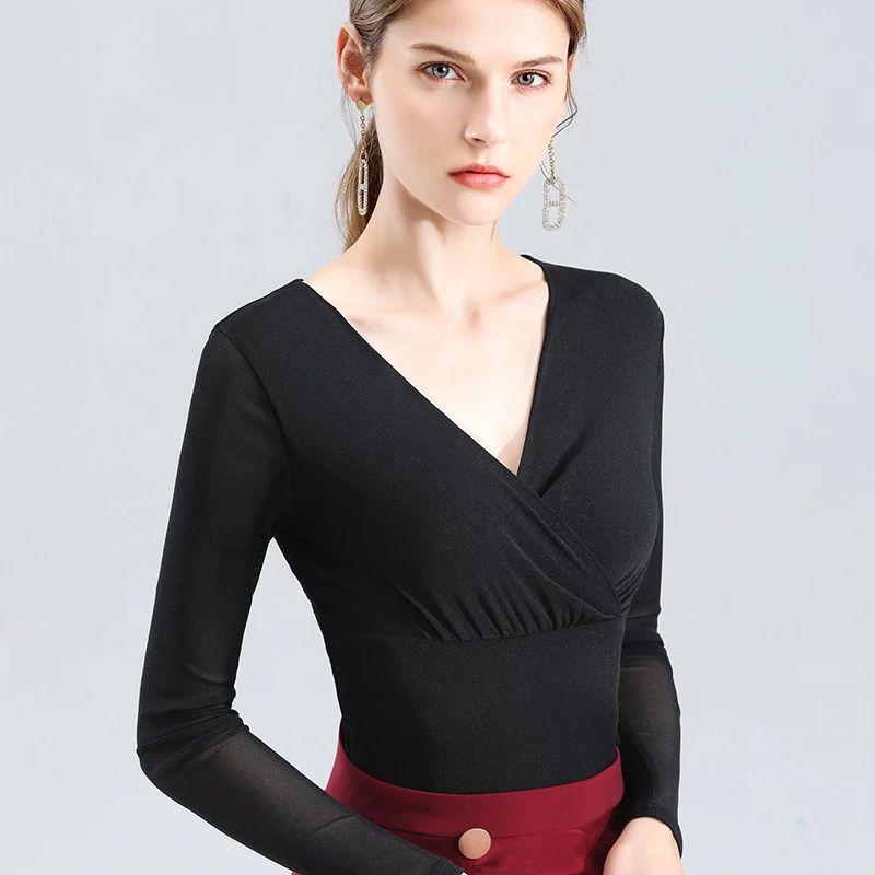 Женский костюм для латиноамериканских танцев осеннее платье-топ 4 цветов с