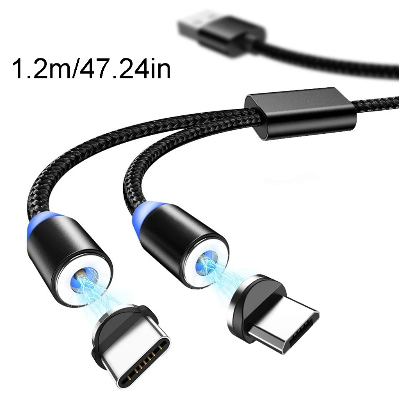 2in1 USB к микро usb Тип C Магнитный зарядный кабель провод для быстрой зарядки