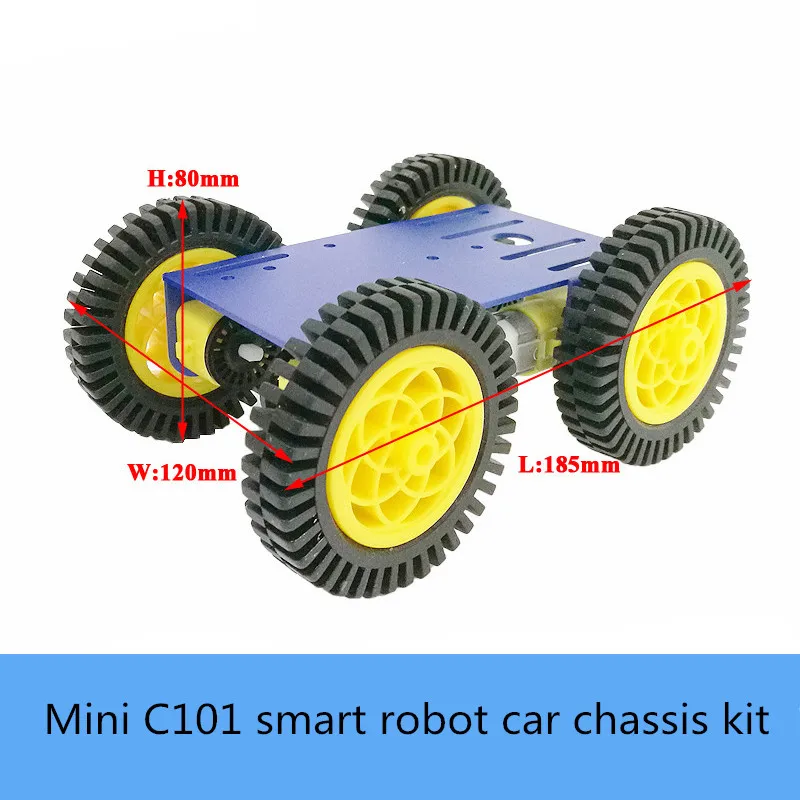 Mini C101 Smart Robot Car Chassis Kit 80mm Rubber Plastic Wheel Metal Panel 4pcs High Torque TT Motor DIY Unassembled Education | Игрушки и