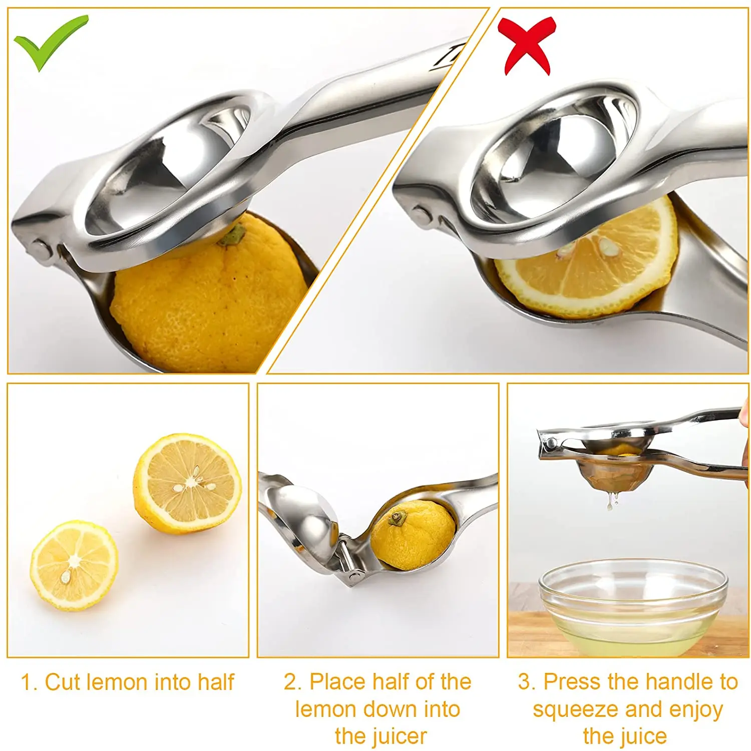 Lemon Squeezer Hand Manual Stainless Steel Fruit Juicer Macine Press Kitchen Tools Mini Blender Gadgets Queezer | Дом и сад