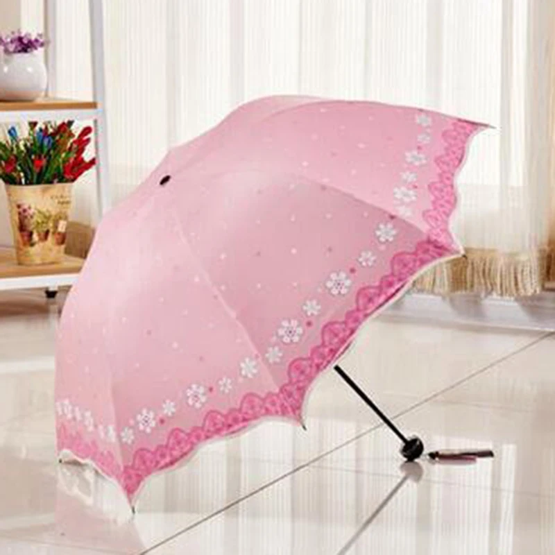 Зонт от солнца для дождливой погоды женские Роскошные взрослых создать складной