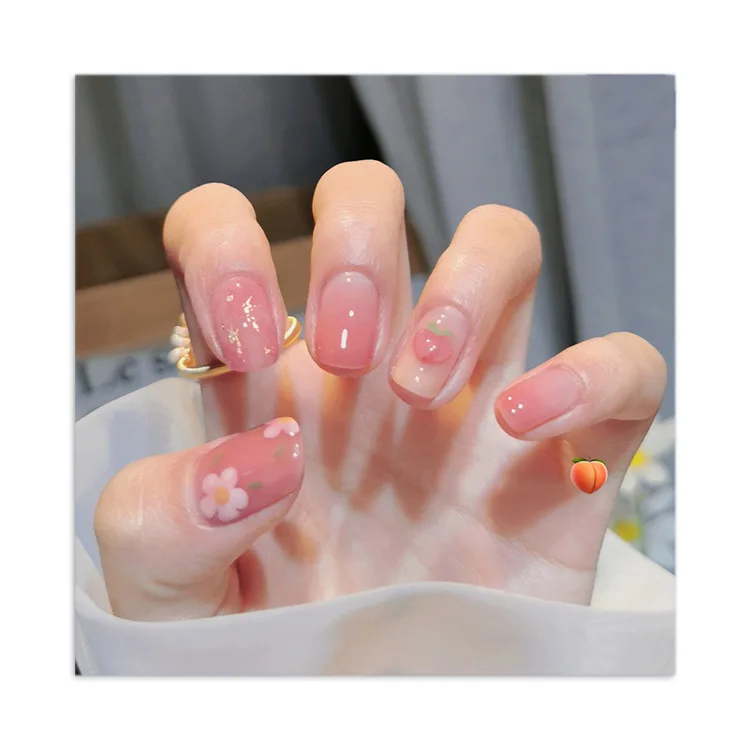 Летние цветы фрукты наклейка для ногтей 3D Клубника персик Маргаритка цветок
