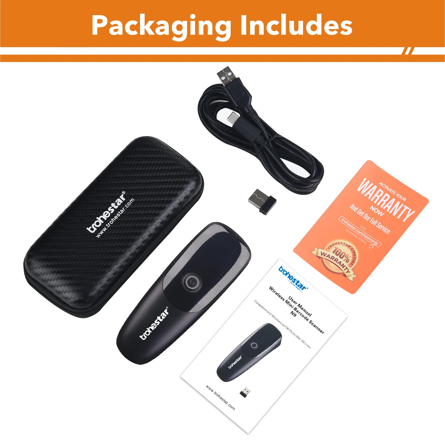 

Trohestar Portable Barcode Scanner with Bluetooth CCD Code Reader 2.4Gh Wireless Handheld Code Reader leitor de codigo de barra