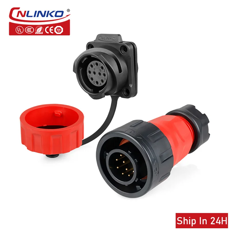 

Cnlinko YM24 waterproof connector 10pin IP67 industrial waterproof power connector for solar LED plant growth