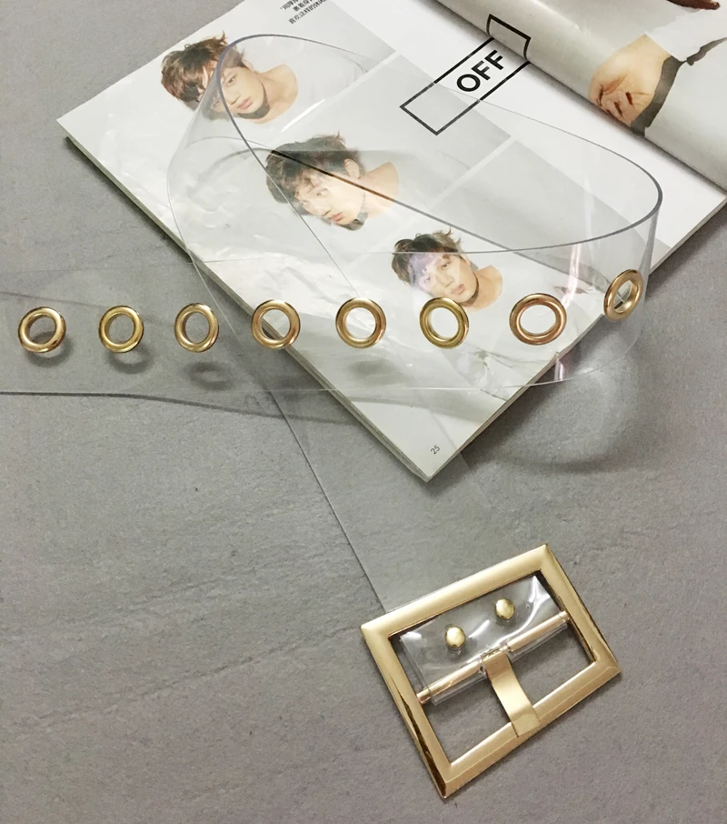 Модный женский прозрачный широкий пояс Женский дизайнерский трапециевидный