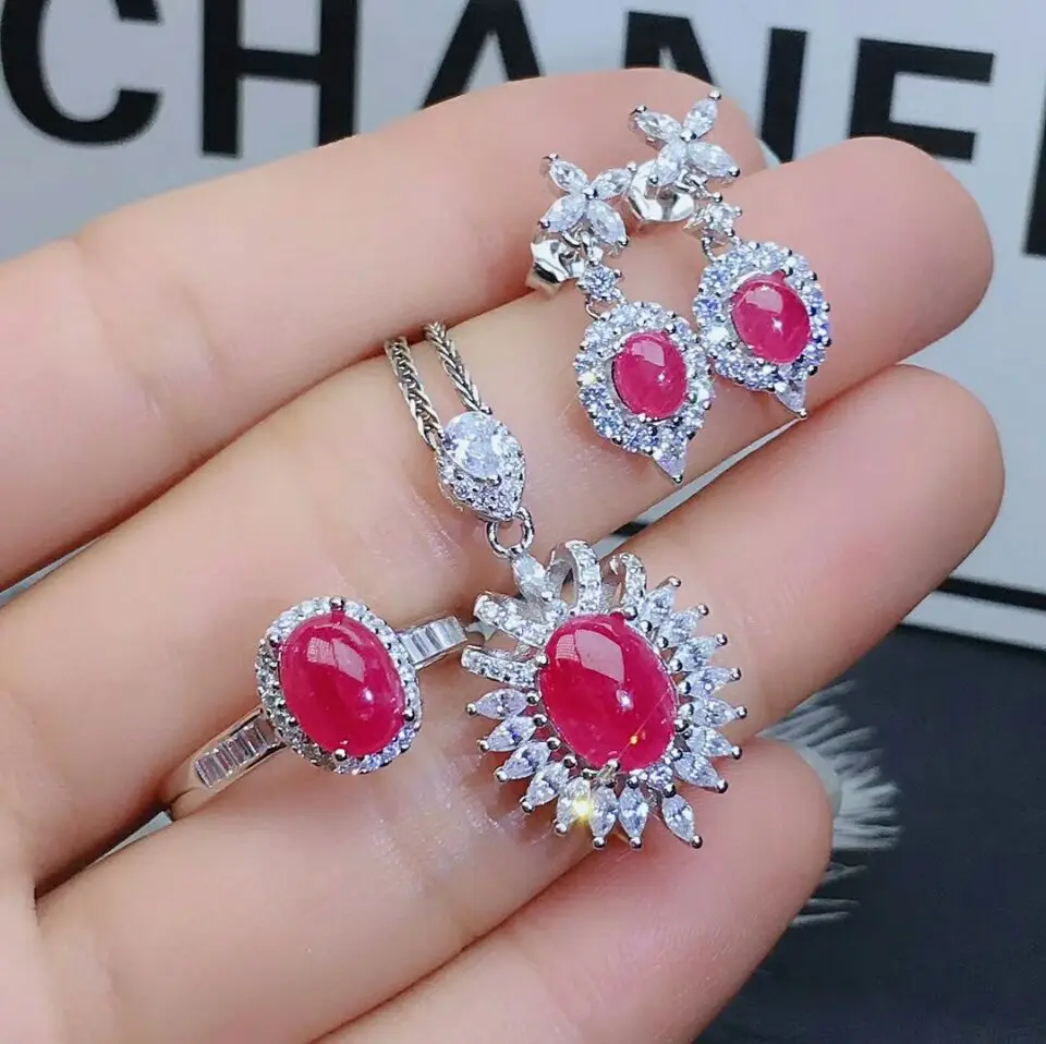 

Женские свадебные комплекты ювелирных изделий MeiBaPJ, кольцо с кулоном и подвеской из чистого серебра 925 пробы, 3 предмета