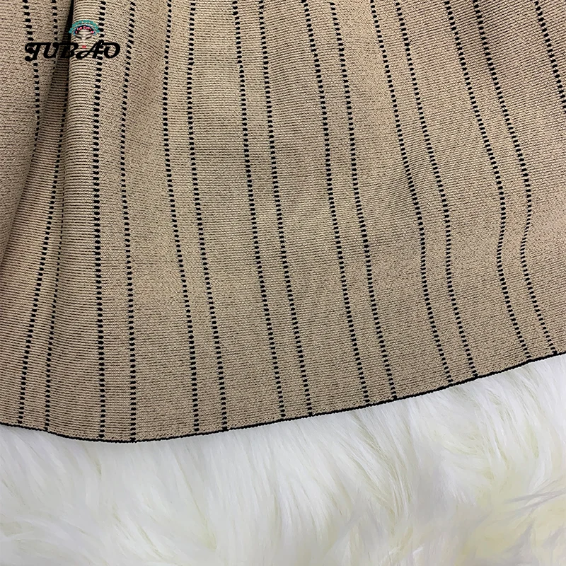 

luxury High Quality date dress New Women Striped Jacquard Work A-line Bandage dress sleeveless round-neck Celebrity 2019 autumn