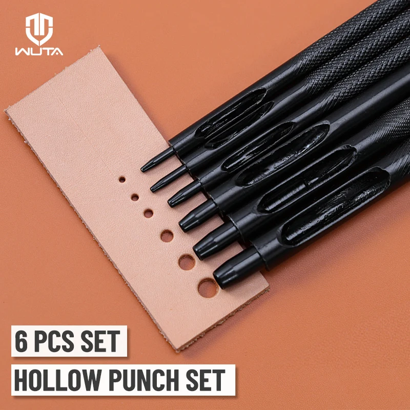WUTA черный круглый дырокол 6 шт. набор кожаный Дырокол стальной ремешок для часов