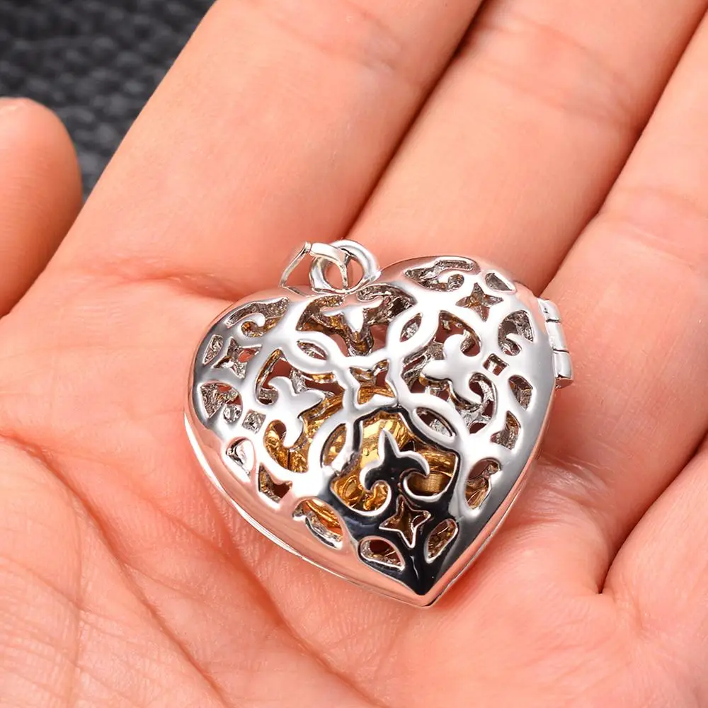 Полые сердца кулон внутри с черным/розовое золото/золотистый в форме кремации