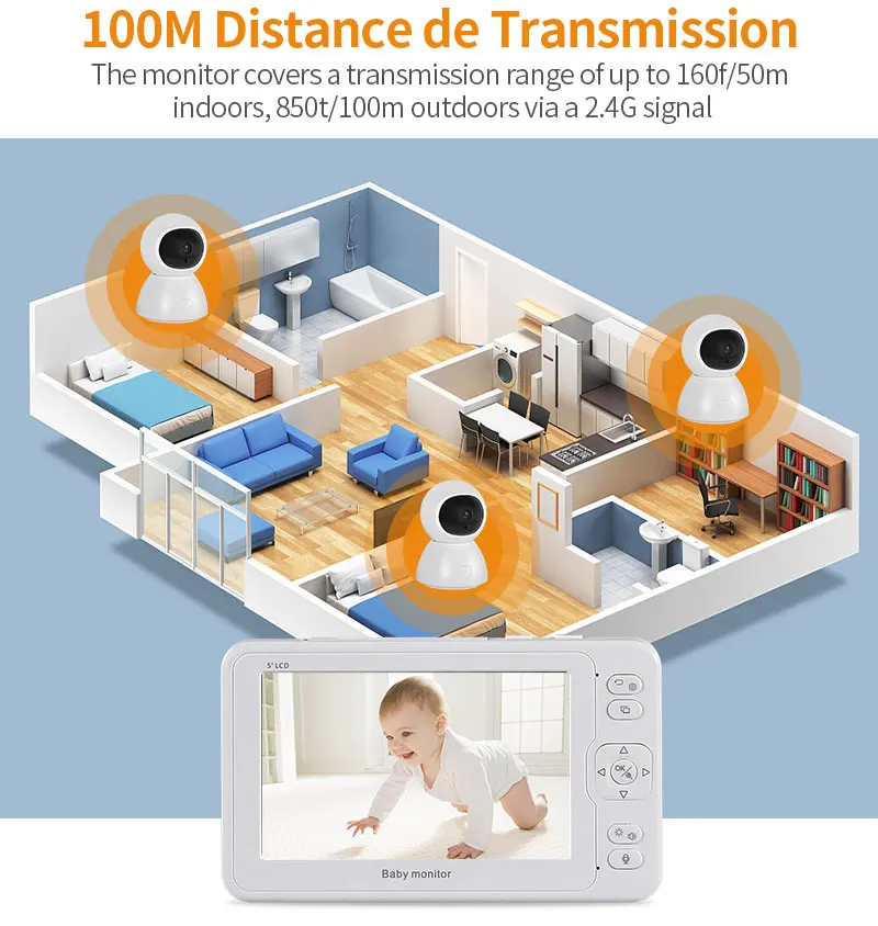 

INQMEGA Baby Monitor Night Vision 1 Screen 4/5 Surveillance Camera 5 inch Video 1080P Security Camera Camera Babysitter Babyfoon