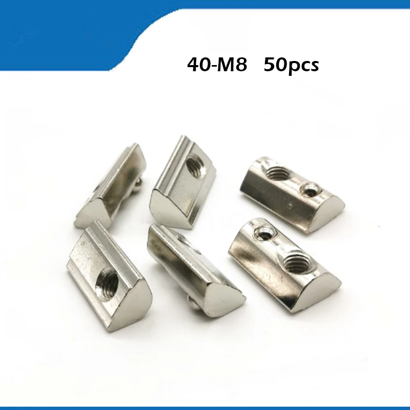 

50 шт./лот пружинная гайка M8 T полукруглая эластичная пружинная гайка для 4040 алюминиевого профиля