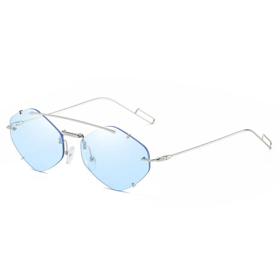 Солнцезащитные очки женские без оправы модные шестиугольные в винтажном стиле