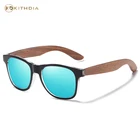 Солнцезащитные очки KITHDIA S5082 мужские зеркальные, поляризационные темные очки с дужками из черного ореха, с защитой UV400