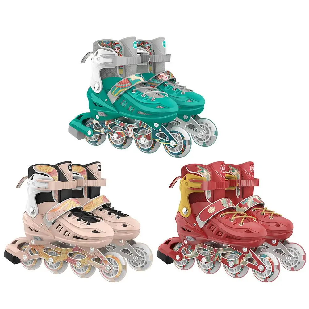 

High Elastic PU Glow 4 Wheels Roller Skates Beginner Inline Skates Adjustable Roller Skates Sneakers Training For Adults