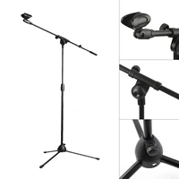 floor microphone tripod swing arm retractable metal microphone stand stage performance live microphone bracket desktop tripod