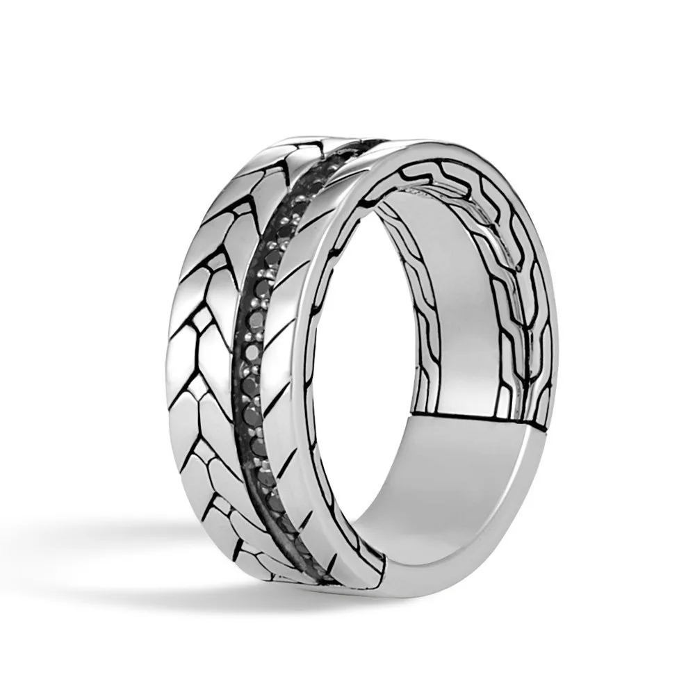 В винтажном стиле Классические шины черный CZ Обручальные кольца для мужчин и