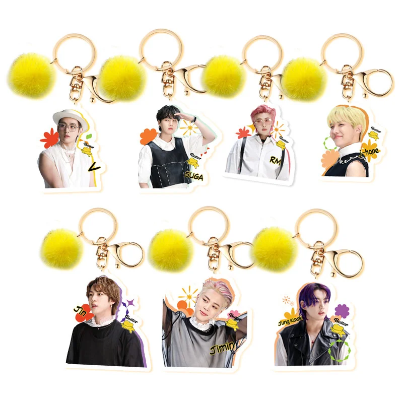 

KPOP Bangtan Boys Butter Acrylic Keychain Pendant Key Ring K-POP JK V JIN SUGA RM Fan Favorites New Korea Group Thank You Card