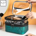 Женская сумка-Органайзер XZP, из искусственной кожи, водонепроницаемая, двойной слой косметики