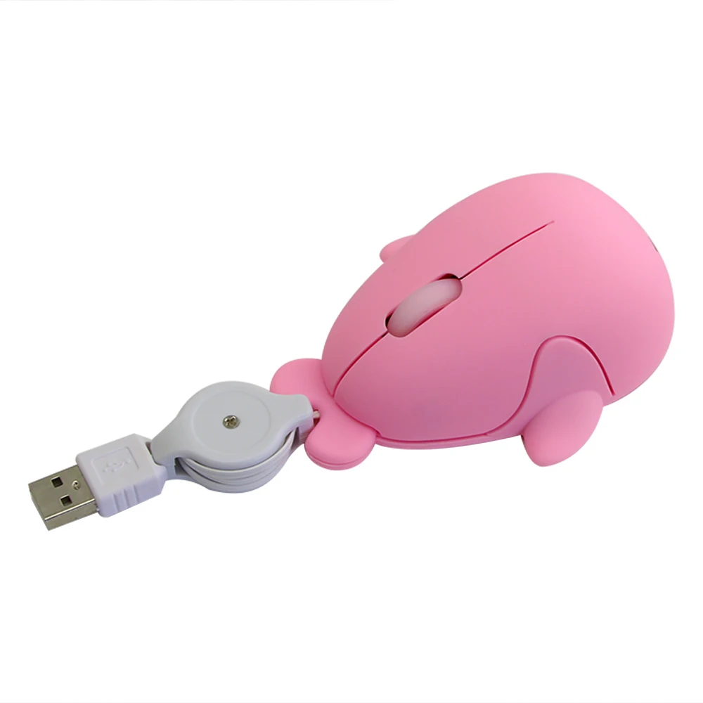 Розовый милый Дельфин мини компьютерная мышь Выдвижной Usb кабель проводной оптический Mause 3D животное эргономичные маленькие мыши для детей ПК ноутбук