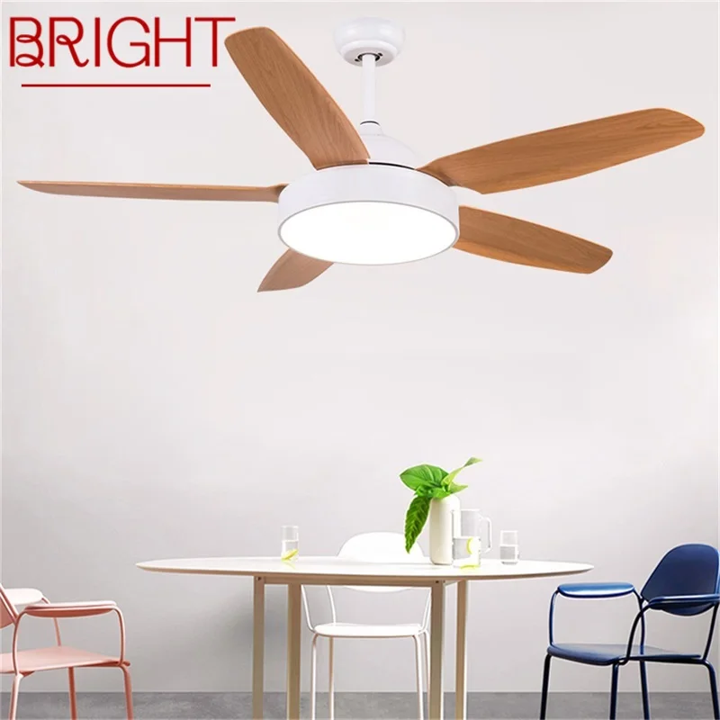 

BRIGHT Modern Simple Ceiling Fan Light Remote Control 52" LED Wood Lamp for Home Living Dining Room