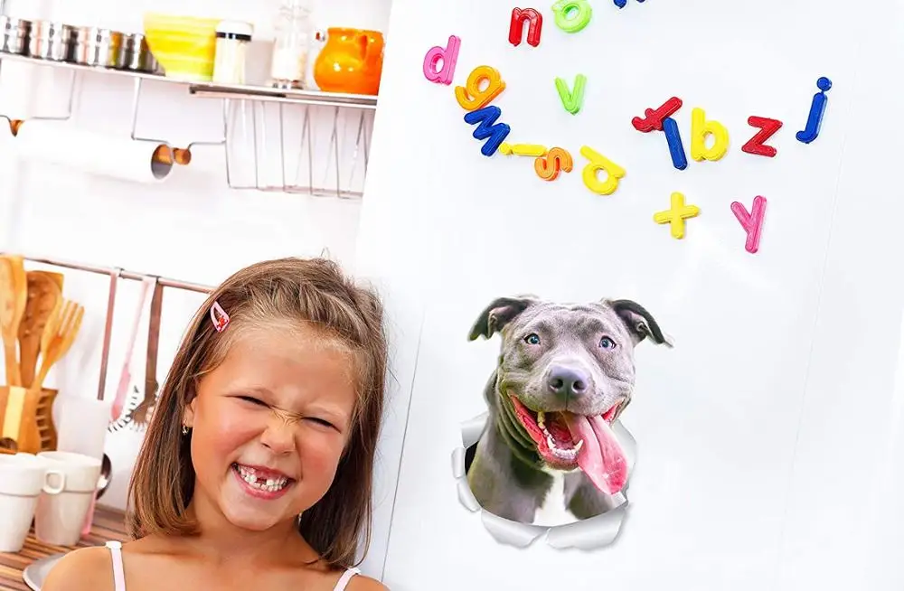 3D наклейки Three Ratels FC54 American Bully Happy питбулл ламблли для стен автомобиля туалета