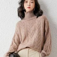 2021 woman winter 100 cashmere sweaters knitted pullovers jumper warm female turtleneck blouse long sleeve clothing