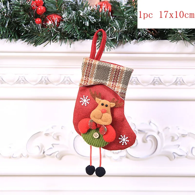5pc 17x10cm Рождественские чулки, носки, кошка, собака, лось, Navidad, год, мешок для конфет Рождество, украшения, рождественские елки, вечерние подарочные сумки для детей - Цвет: 5pc 17x10cm