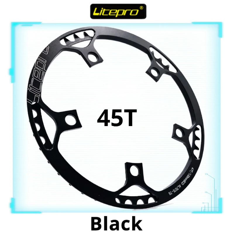 45T Black Litepro Сверхлегкий 130 BCD 45T 47T 53T 56T 58T A7075 сплав BMX цепное кольцо складной велосипед BMX цепное колесо велосипед шатун зуб дорога - Цвет: 45T Black