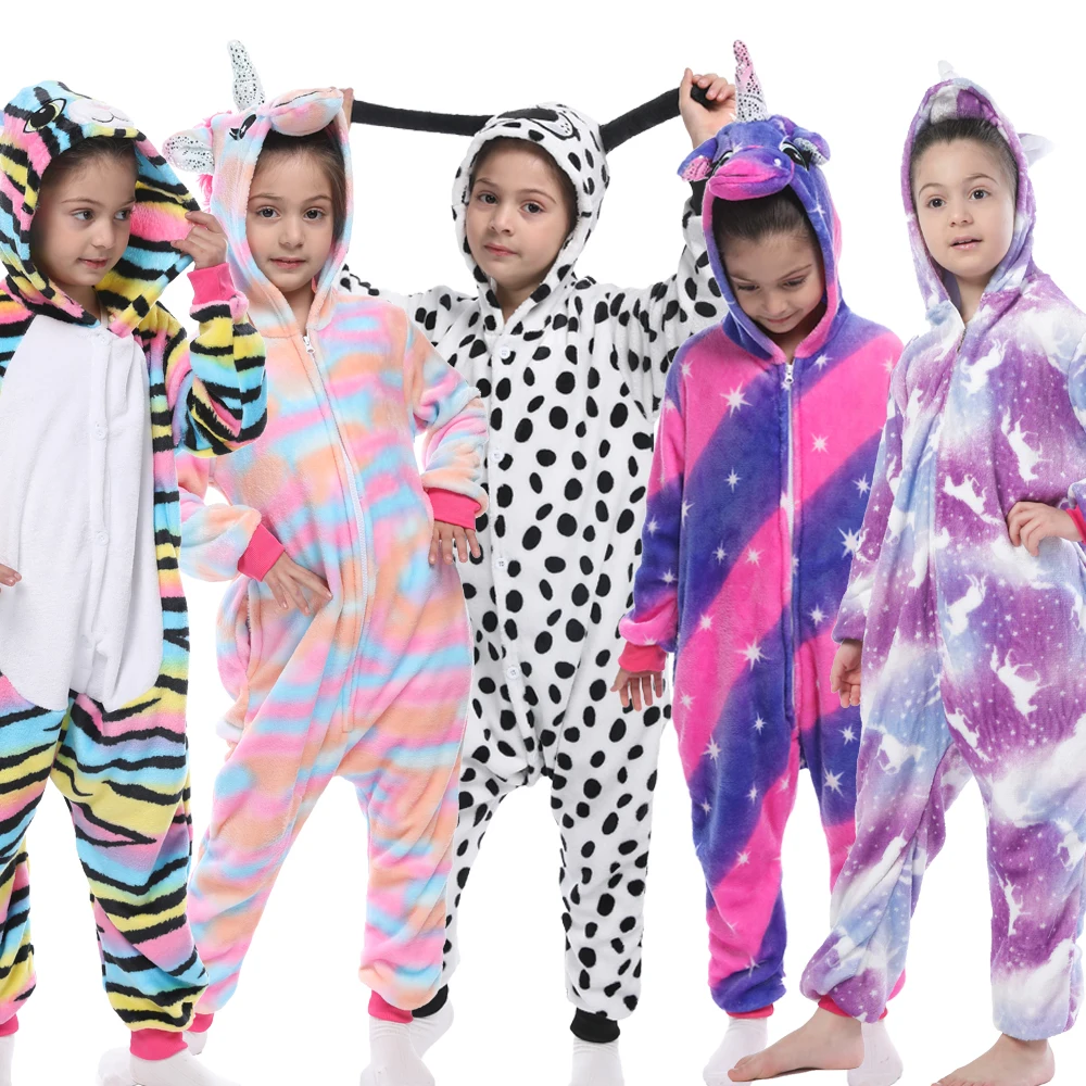 Новинка фланелевые мягкие пижамные комплекты кигуруми в виде единорога детские