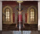 Готический Декор для дома, занавески, красный средневековый престол в часовне, Орел, портрет на стену, старинное фантазийное здание, гостиная, спальня