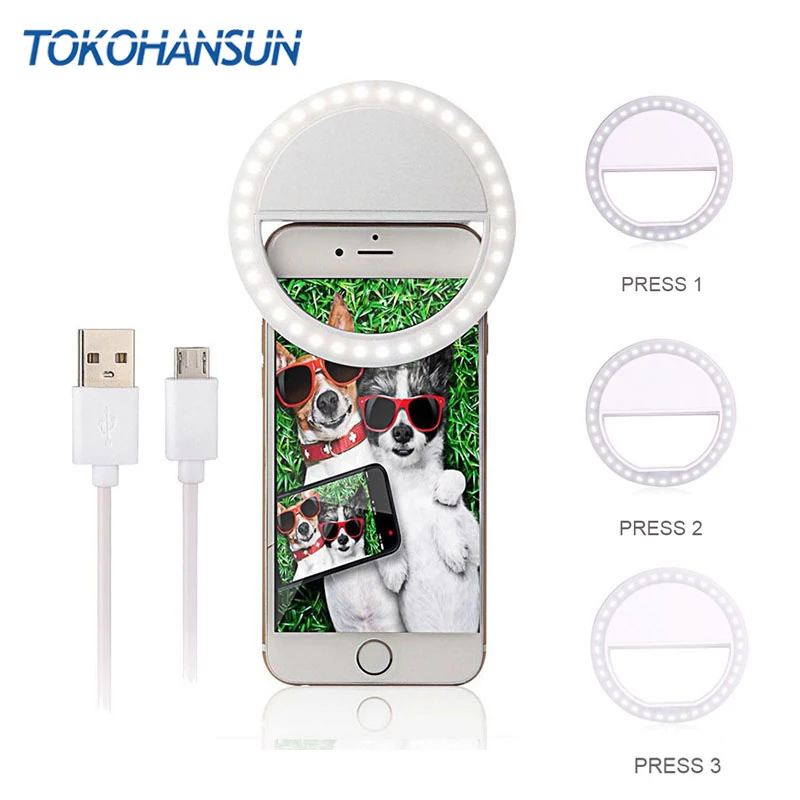 Светодиодное кольцо для селфи Tokohansun с USB зарядкой 4 цвета на выбор|Объективы