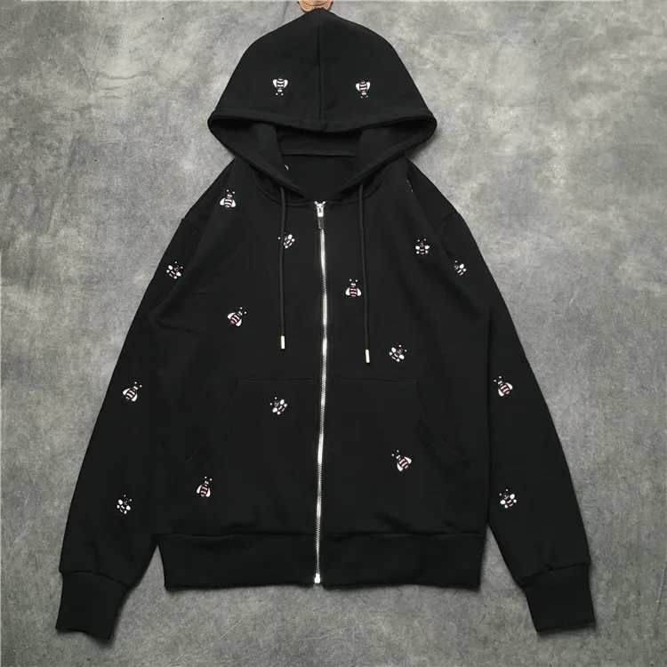 

New luxury Men Novelty Embroidery bee Hoodies Hoody hooded Sweatshirts velvet Cotton Drake Thicken Fleece pullover Thicken E03