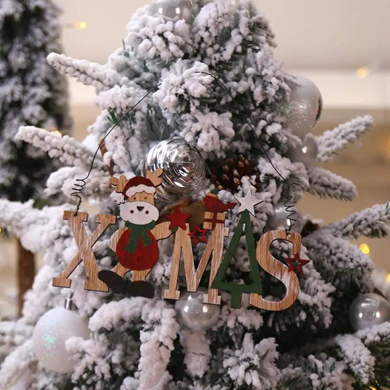 Веселые рождественские колокольчики деревянные подвесные украшения X168