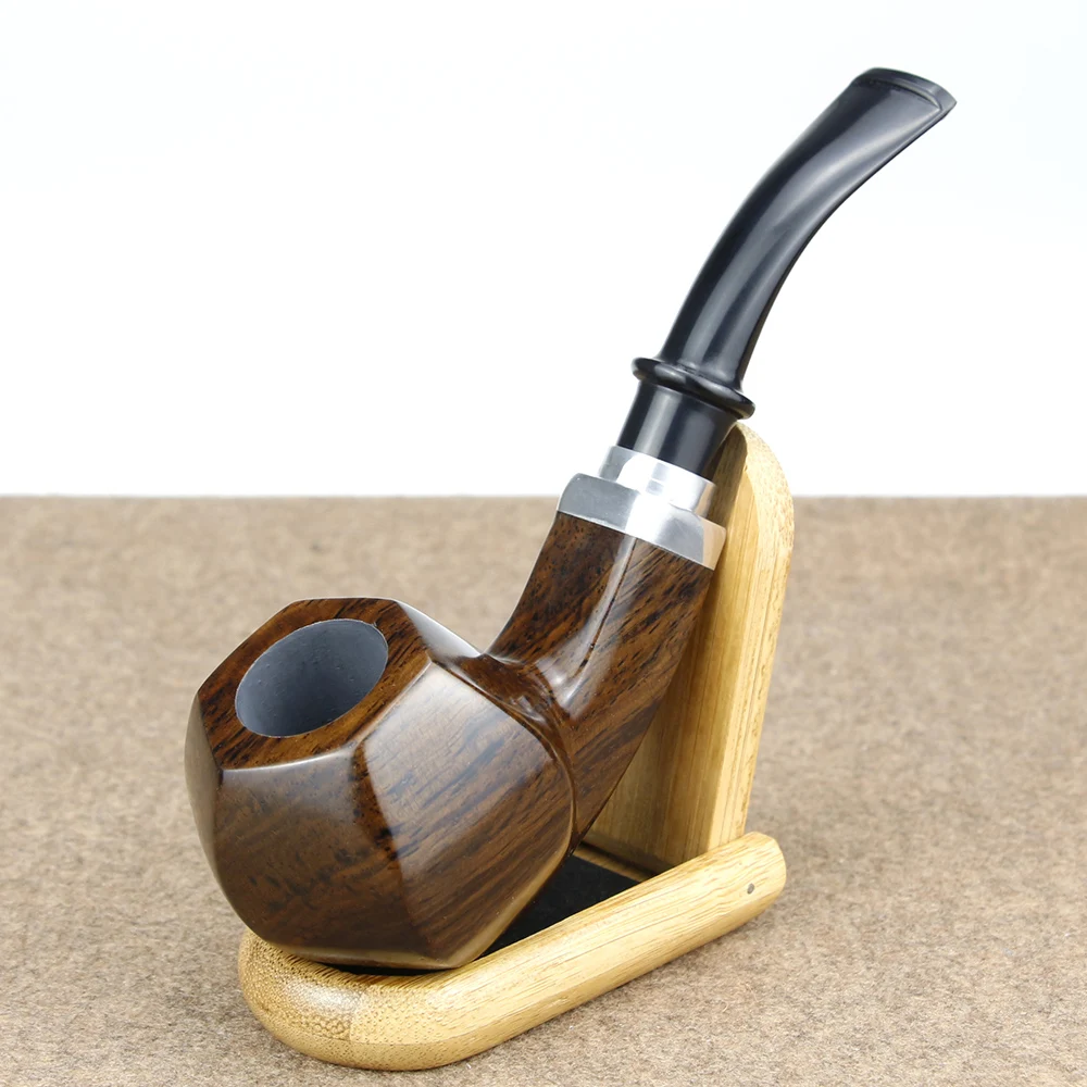 

New Six Angles Tobacco Pipe free tools gift set Smoking Pipe 9mm Filter Ebony Wood Pipe Handmade Wooden Smoke Pipe Accessory